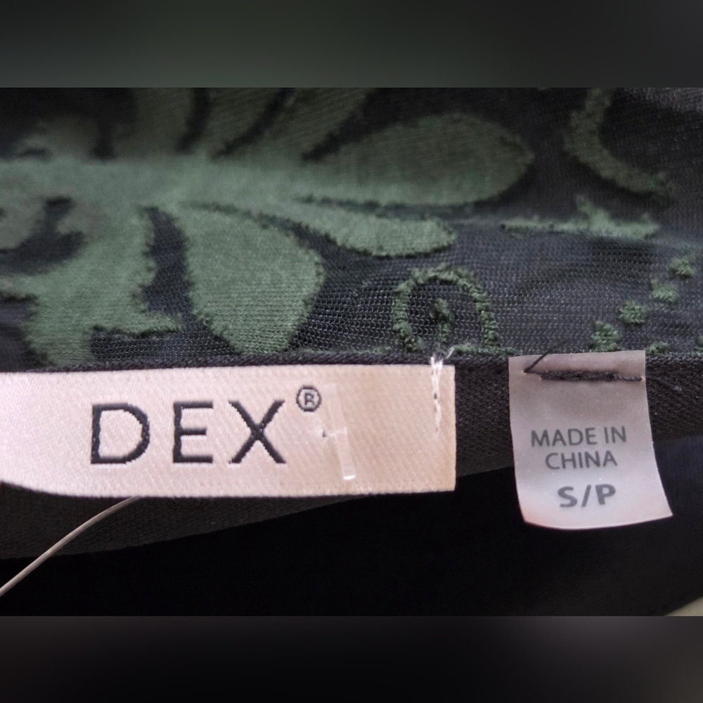 Dex Emerald Green+Black Damask Mesh Mini Dress Sz S Whimsigoth - Picture 15 of 16